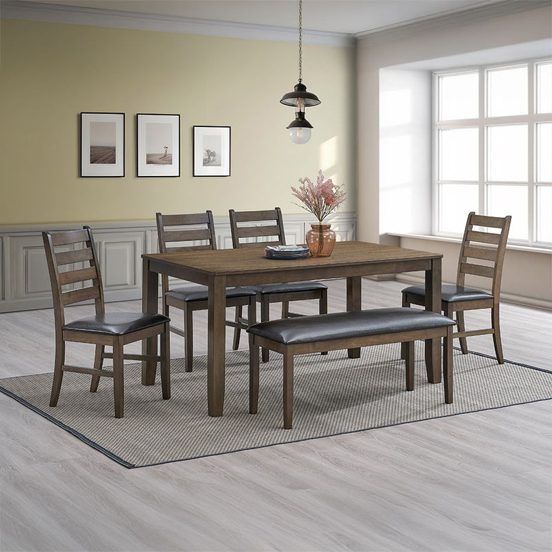 Damica - Side Chair (Set of 2) - Brown Synthetic Leather & Walnut - R&R Furniture Gallery (Fountain Valley, CA)