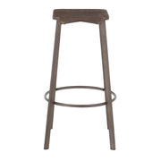 Set of two Lumi Source Clara industrial square barstools in espresso finish with metal frames and cushioned seats.