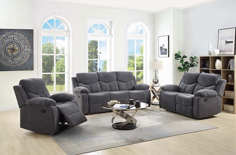 Kalen - Motion Loveseat - Gray Chenille - R&R Furniture Gallery (Fountain Valley, CA)