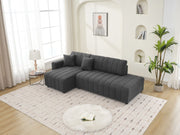 Urban Retreats Jessica lamb wool sectional sofa with chaise, stationary sectional with plush fabric and modern design.