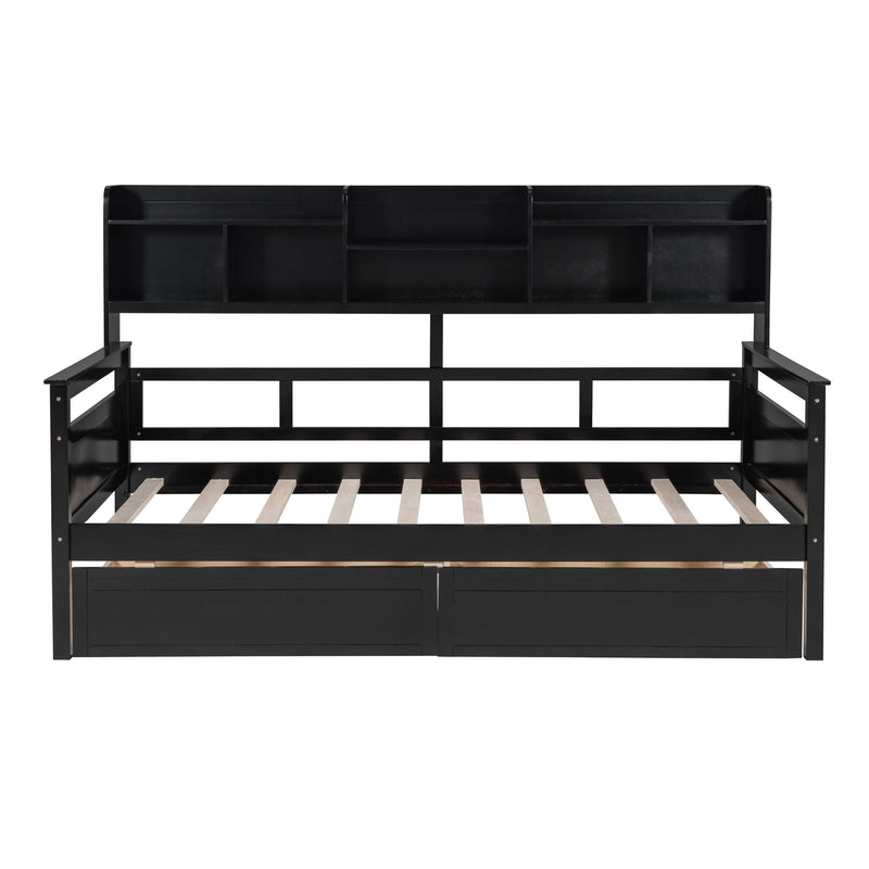 Daybed, Slat Support, With Bedside Shelves And 2 Drawers - R&R Furniture Gallery (Fountain Valley, CA)