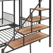 Full Over Twin-Twin Triple Bunk Bed With Drawers And Staircase - Black - R&R Furniture Gallery (Fountain Valley, CA)