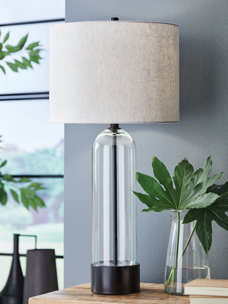 Kerrbrook - Glass Table Lamp - Clear / Black - R&R Furniture Gallery (Fountain Valley, CA)
