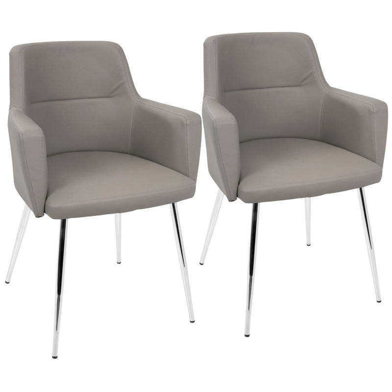 Lumi Source Andrew contemporary dining chair set, two modern chairs with sleek design and neutral upholstery for stylish dining spaces.