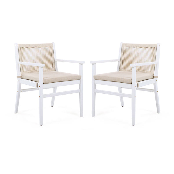 Outdoor Dining Armchair (Set of 2) - Beige / White