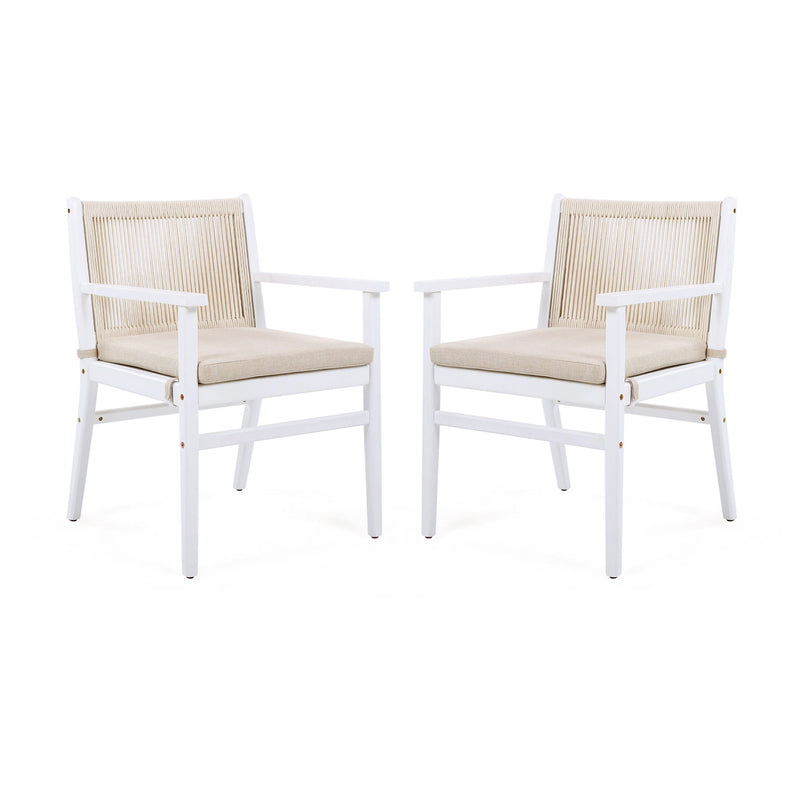 Outdoor Acacia Wood Patio Dining Armchair (Set of 2) - R&R Furniture Gallery (Fountain Valley, CA)