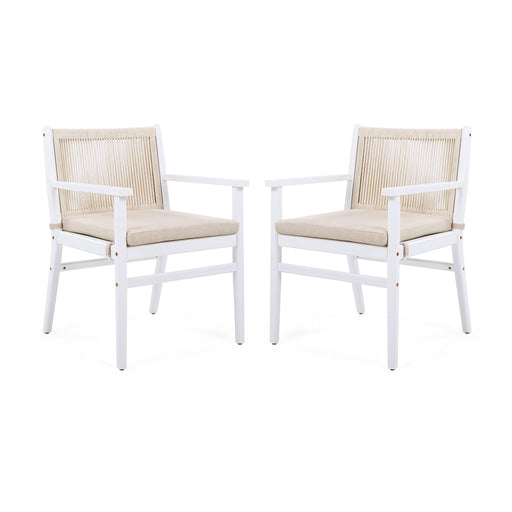 Outdoor Acacia Wood Patio Dining Armchair (Set of 2) - R&R Furniture Gallery (Fountain Valley, CA)