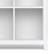 Handcrafted Acadian cube storage organizer by Simpli-Home with six cubby compartments in natural wood finish.