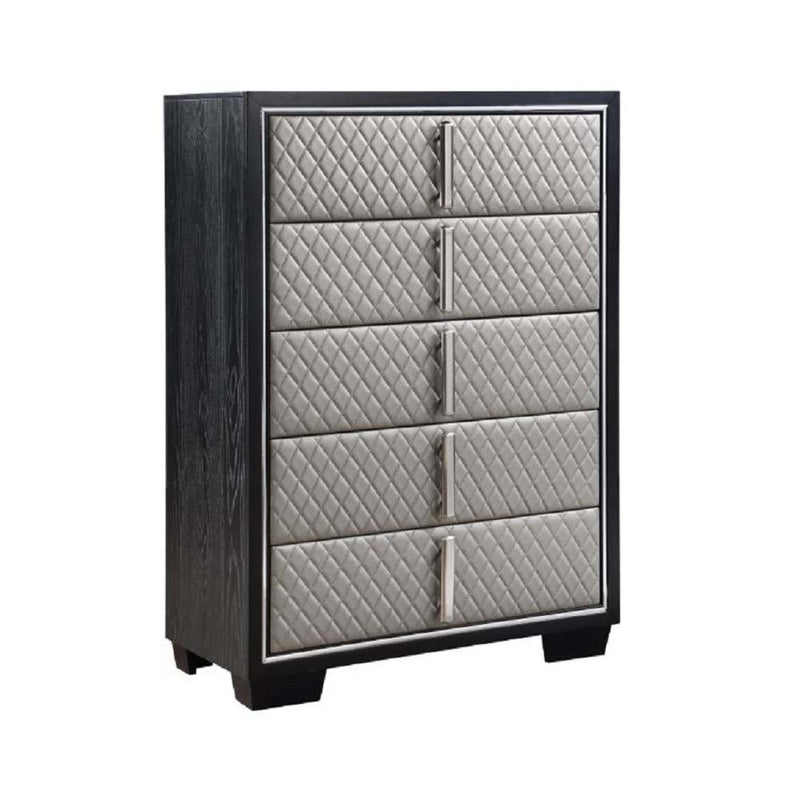 Nicola - Chest - Silver Synthetic Leather & Black - R&R Furniture Gallery (Fountain Valley, CA)