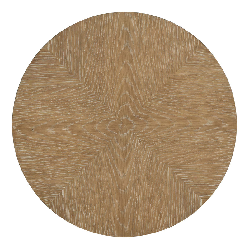 Escape - Round End Table With Shelf - Glazed Natural Oak / Black Metal Trim - R&R Furniture Gallery (Fountain Valley, CA)