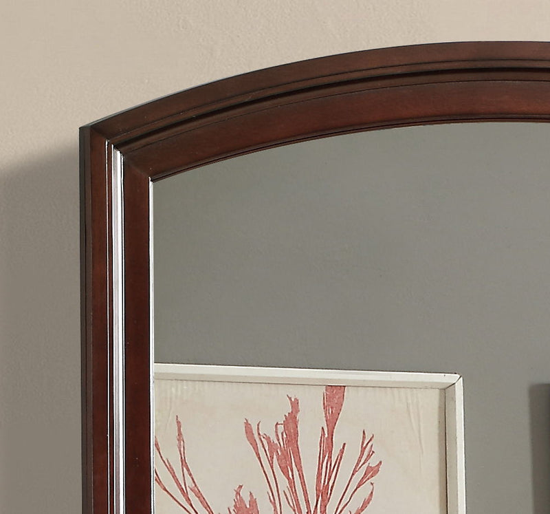 Glory Furniture Ashford mirror in cappuccino finish, featuring a stylish rectangular design with a smooth wooden frame.