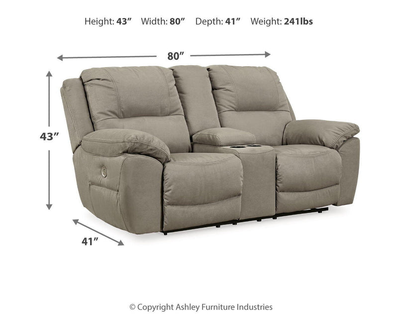 Signature Design by Ashley® Next-Gen Gaucho double reclining power loveseat with plush cushions and modern design.