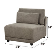 Rylie - Modular Armless Chair With Pillow - Brown Linen - R&R Furniture Gallery (Fountain Valley, CA)
