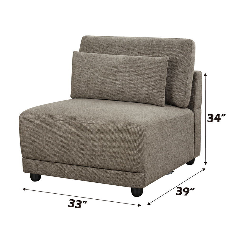 Rylie - Modular Armless Chair With Pillow - Brown Linen - R&R Furniture Gallery (Fountain Valley, CA)