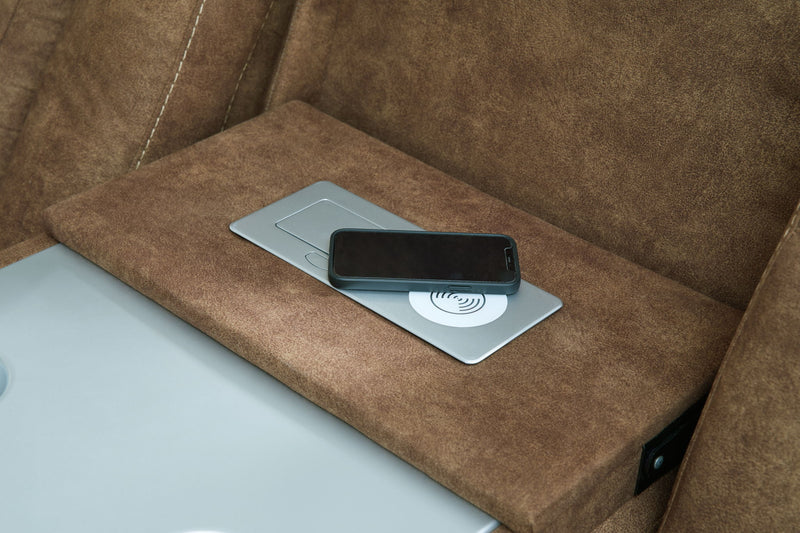 Wolfridge - Power Reclining Sofa With Adj Headrest - Brindle - R&R Furniture Gallery (Fountain Valley, CA)