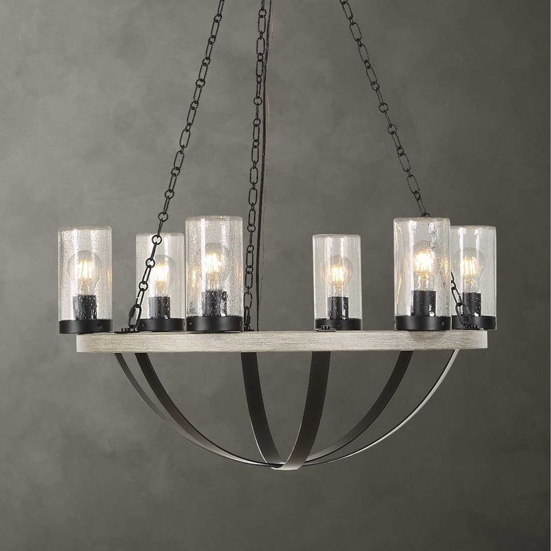 Edgecomb - 6 Light Indoor-Outdoor Chandelier - Black / Gray