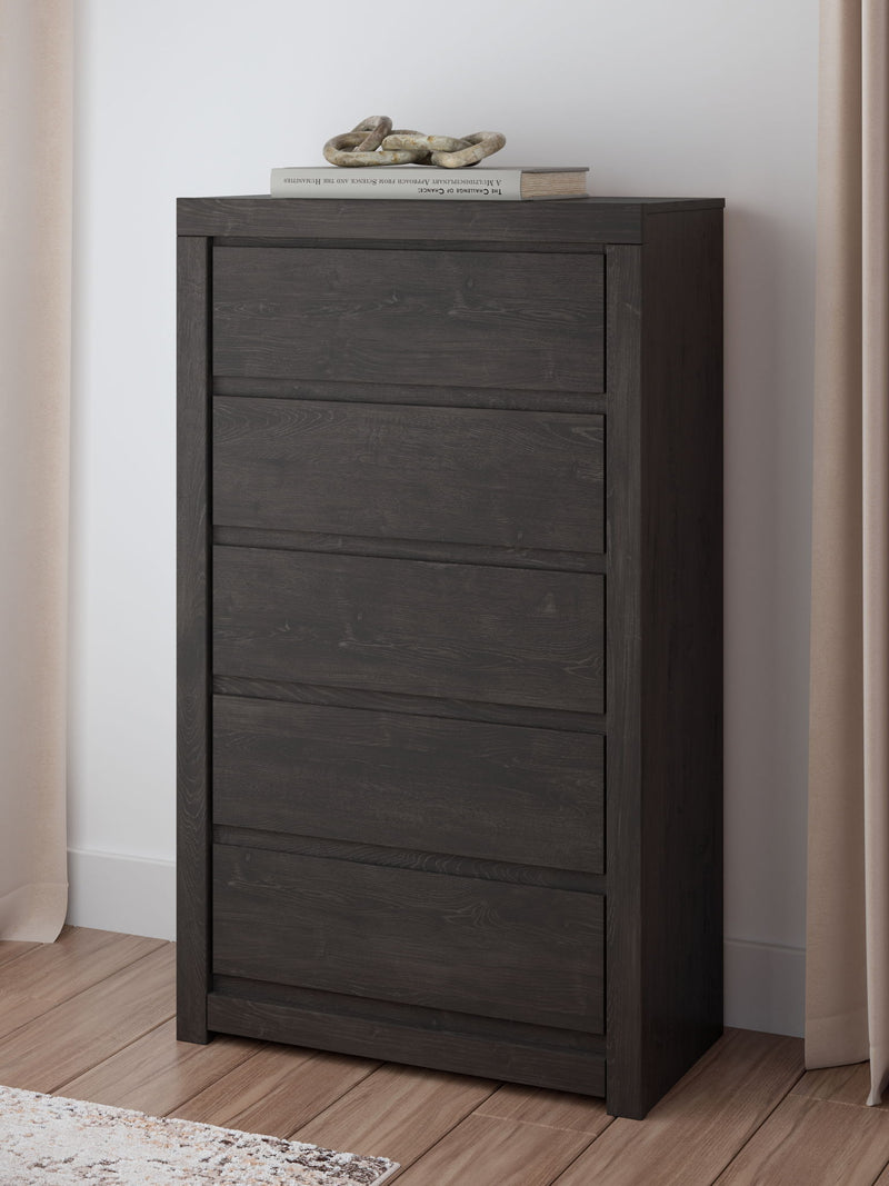 Fraluna - Five Drawer Chest - Charcoal - R&R Furniture Gallery (Fountain Valley, CA)