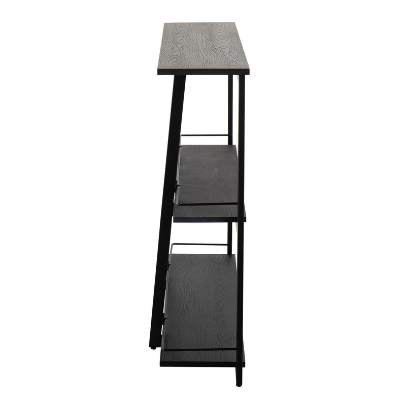 Lumi Source Converge industrial black bookcase with open shelving and metal frame, ideal for modern home or office storage.