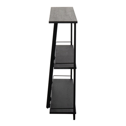 Lumi Source Converge industrial black bookcase with open shelving and metal frame, ideal for modern home or office storage.