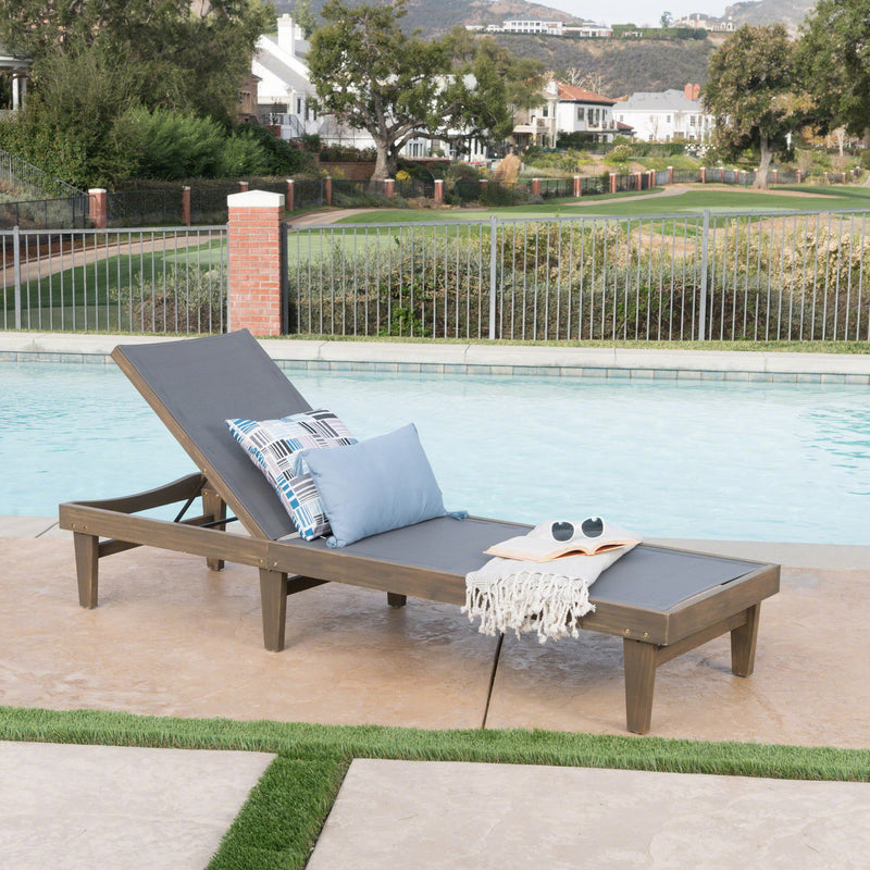 Summerland Chaise Lounge Dark Mesh Outdoor Seating - Dark Gray - R&R Furniture Gallery (Fountain Valley, CA)
