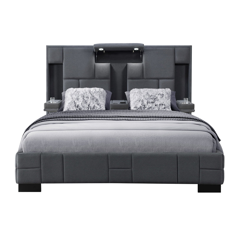 Yaris - Contemporary Bed With Wireless Charging And LED Lights - R&R Furniture Gallery (Fountain Valley, CA)