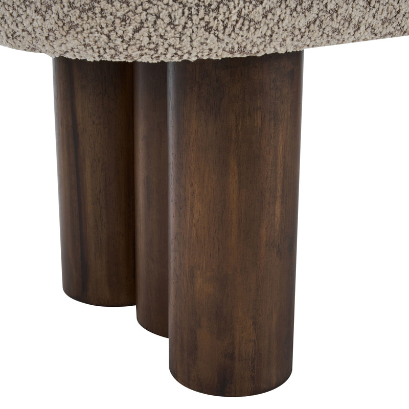 Noble House indoor upholstered dining bench with cushioned seat and wooden legs, ideal for modern dining room decor