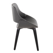Lumi Source Fabrico mid-century modern dining chair set with comfortable upholstered seats and sleek wooden legs.