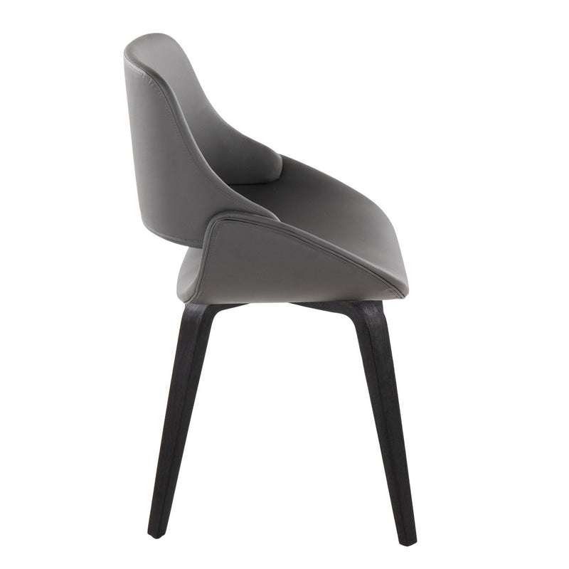Lumi Source Fabrico mid-century modern dining chair set with comfortable upholstered seats and sleek wooden legs.