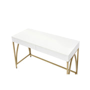 Lightmane - Writing Desk (Same Ac00900) - White High Gloss & Gold - R&R Furniture Gallery (Fountain Valley, CA)