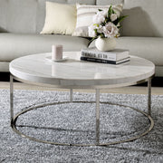 Zaidee - Coffee Table With Marble - Marble Top & Nickel - R&R Furniture Gallery (Fountain Valley, CA)