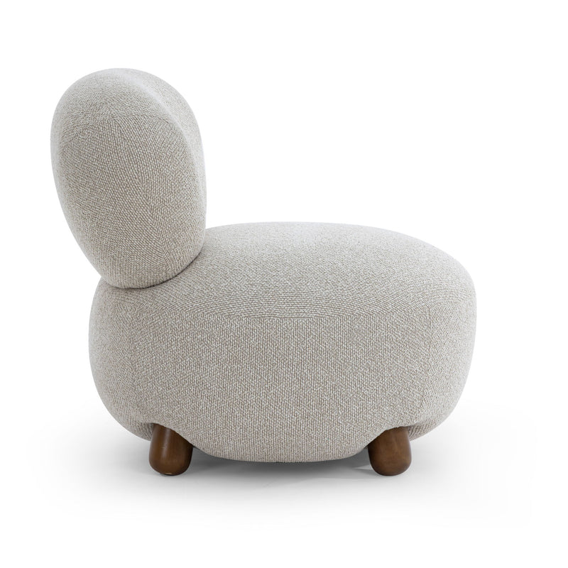 TOV Furniture Pucker Accent Chair in warm gray fabric, armless design with cushioned seat and modern style.