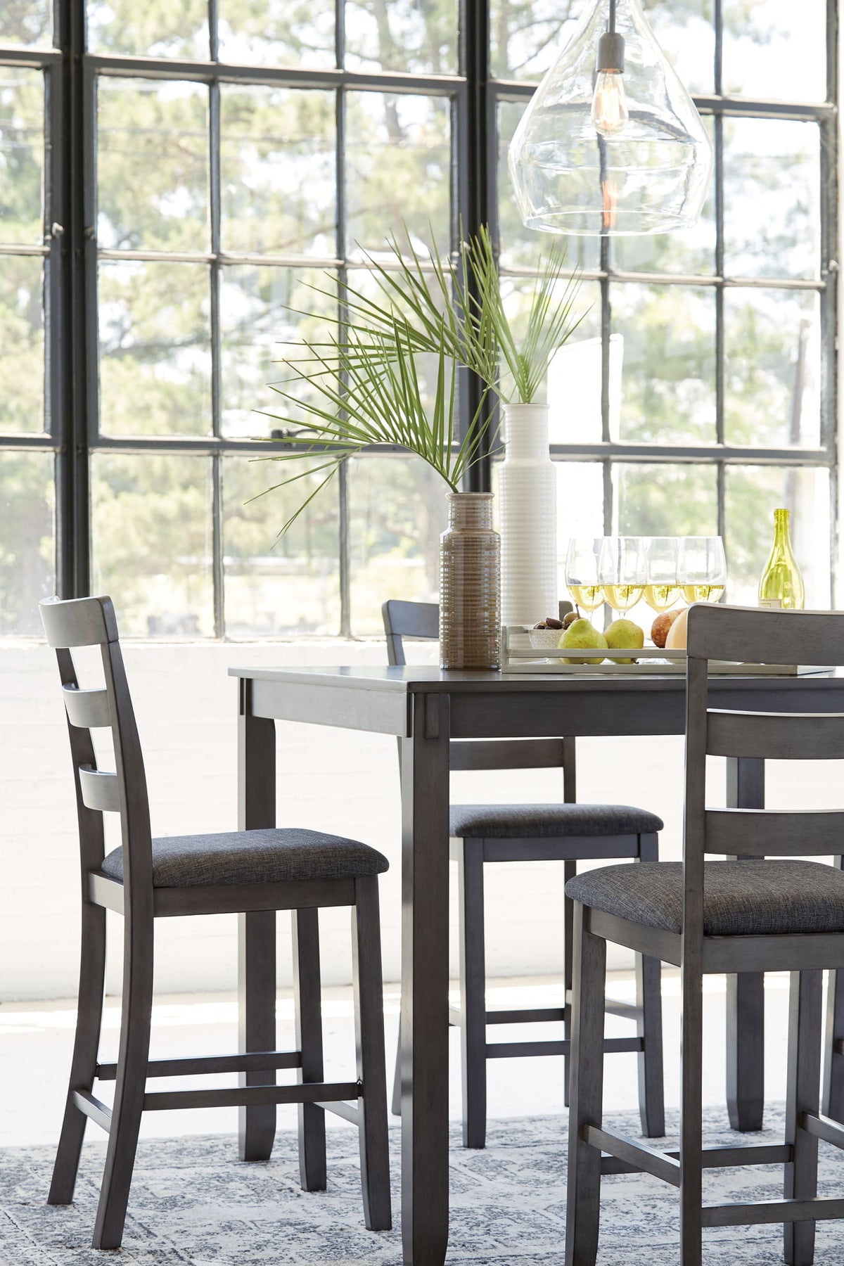 Bridson - Square Counter TBL Set (Set of 5) - Gray - R&R Furniture Gallery (Fountain Valley, CA)