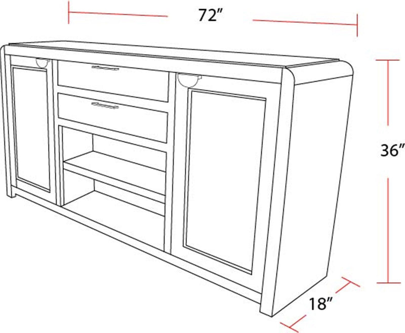 Escape - Dining Buffet Server With Stone Top - Glazed Natural Oak / Natural Cane / Vanilla Bean Stone