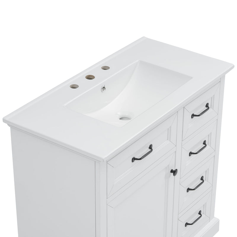 36" Bathroom Vanity With Sink, 2 Tip-Out Drawers, Soft Close Hinges - R&R Furniture Gallery (Fountain Valley, CA)