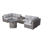 Wicker Outdoor Lounge Set With Cushions And Fire Pit - R&R Furniture Gallery (Fountain Valley, CA)
