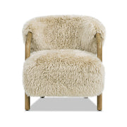 Becker - Rustic Oak Sheepskin Upholstered Accent Arm Chair - Taupe Beige - R&R Furniture Gallery (Fountain Valley, CA)