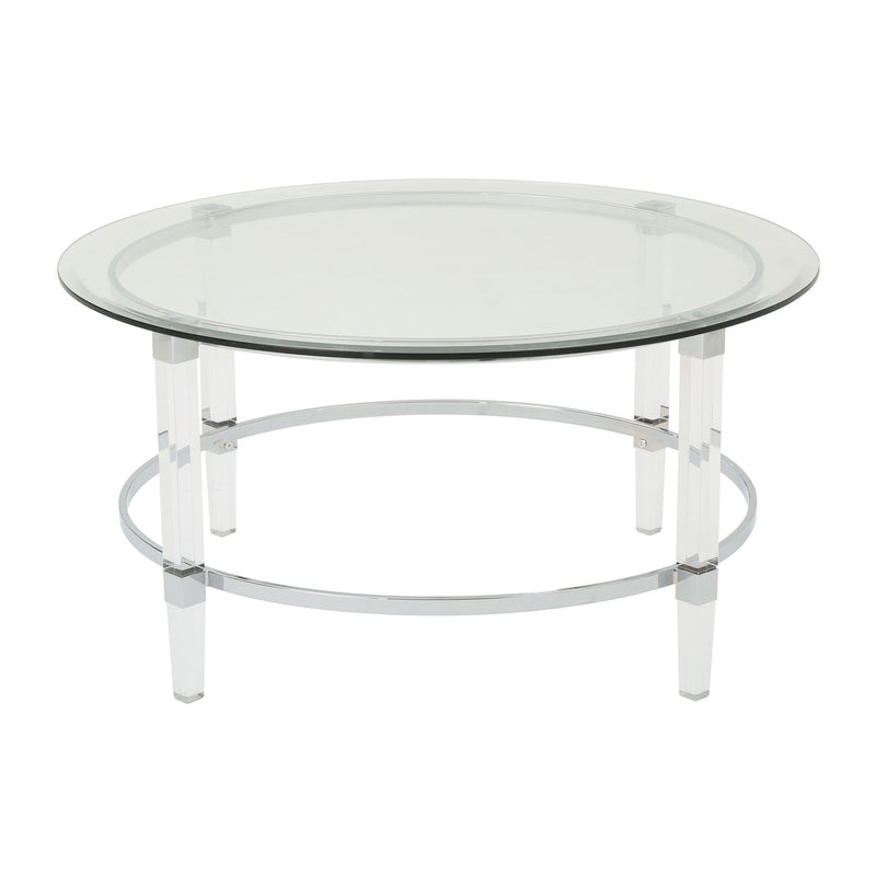 Tempered Glass Round Coffee Table With Four Legs - Clear - R&R Furniture Gallery (Fountain Valley, CA)
