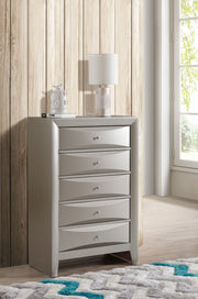 Marilla accent chest by Glory Furniture featuring a stylish wooden design with multiple drawers and decorative hardware.
