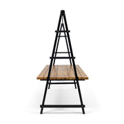 Noble House Huckleberry Acacia wood outdoor dining table with built-in plant hanger, teak finish, and sturdy design.