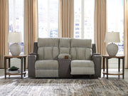 WhipLash - Power Reclining Loveseat With Console / Adj Headrest - Sisal - R&R Furniture Gallery (Fountain Valley, CA)