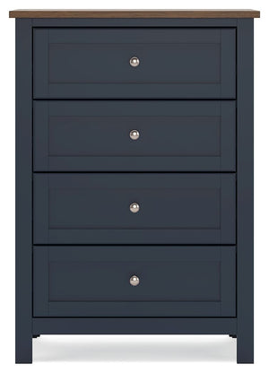Landocken - Four Drawer Chest - Brown / Blue - R&R Furniture Gallery (Fountain Valley, CA)