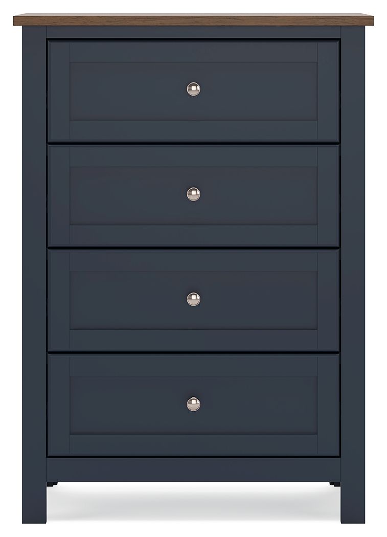 Landocken - Four Drawer Chest - Brown / Blue - R&R Furniture Gallery (Fountain Valley, CA)