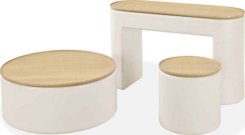 Oskar Lift Top Round Coffee Table in Barley