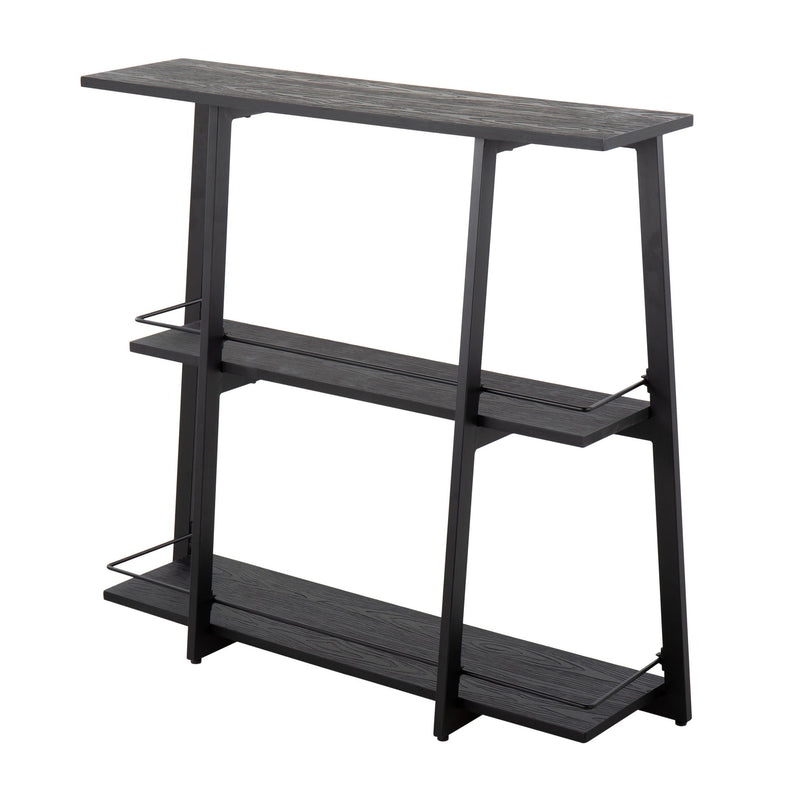 Lumi Source Converge industrial black bookcase with open shelves and metal frame for modern home or office storage.