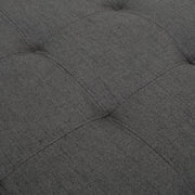 Noble House Isabella contemporary storage ottoman with cushioned top and wooden legs, in a neutral fabric finish.