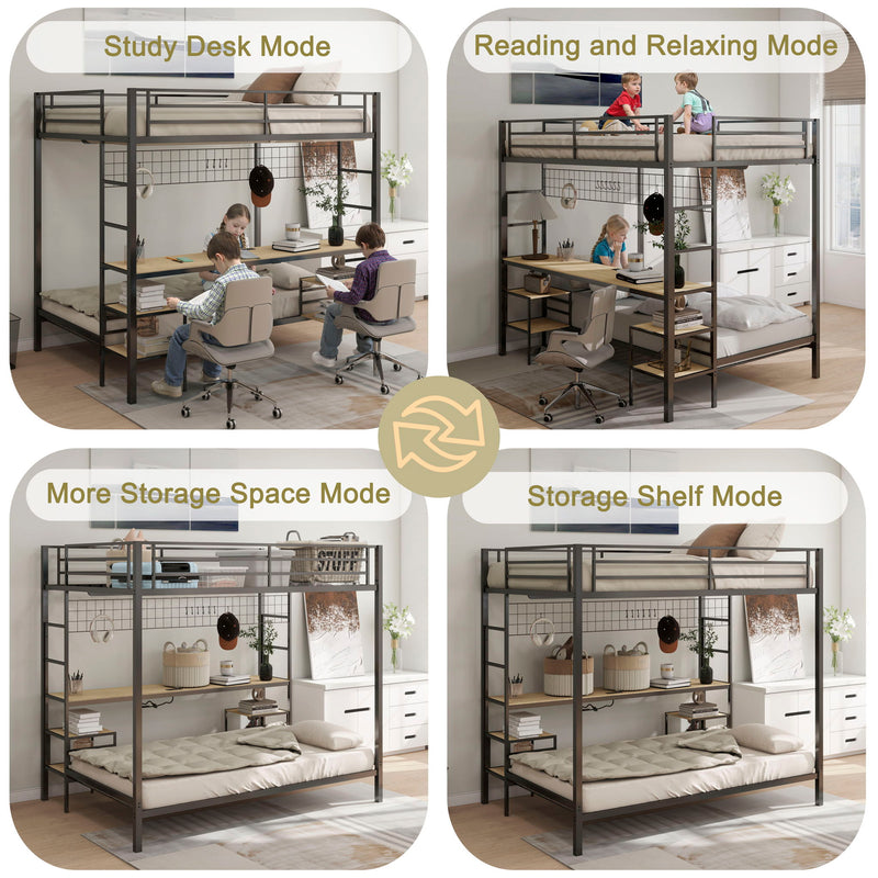 Ethan - Bunk Bed With Desk, Charging Station, Storage Shelves - R&R Furniture Gallery (Fountain Valley, CA)