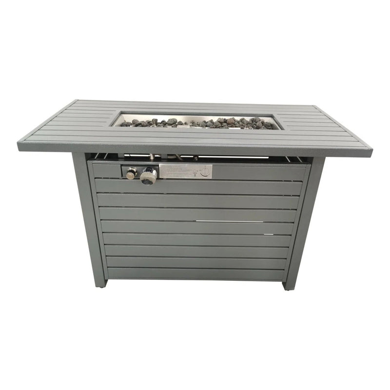 LSI Patio Furniture outdoor fire pit table with lid, versatile fuel options, and a stylish design for outdoor patio use.