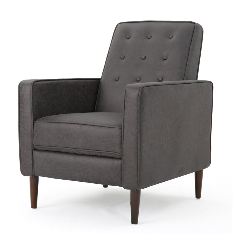 Macedonia - Mid Century Modern Button Tufted Fabric Recliner - Slate - R&R Furniture Gallery (Fountain Valley, CA)