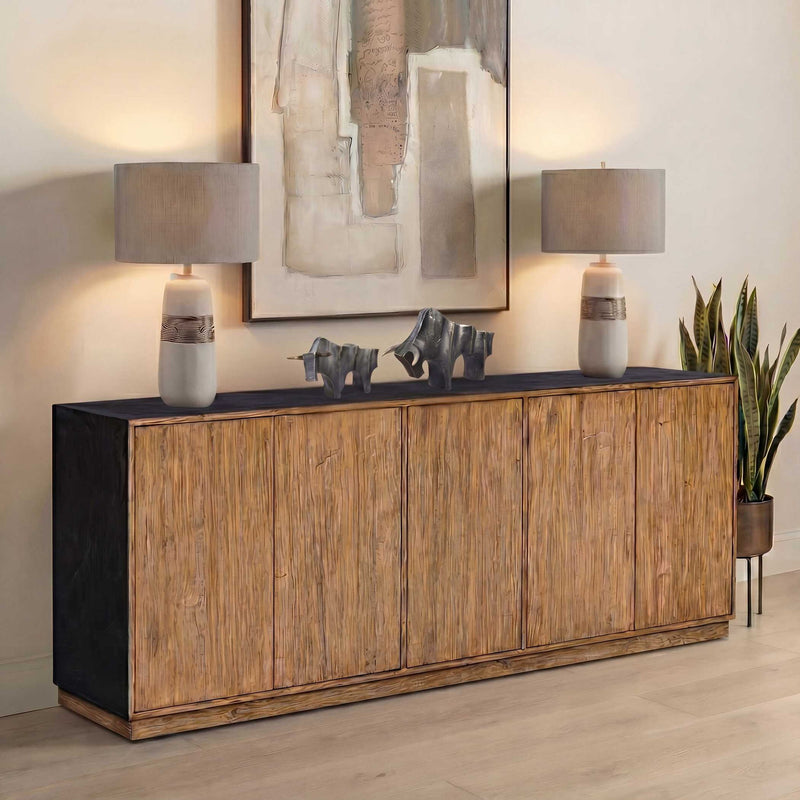 Kelvin - 5 Door Wood Media Console - Light Brown
