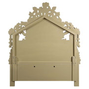 Bernadette - Eastern King Bed - White Synthetic Leather Fabric & Gold - R&R Furniture Gallery (Fountain Valley, CA)